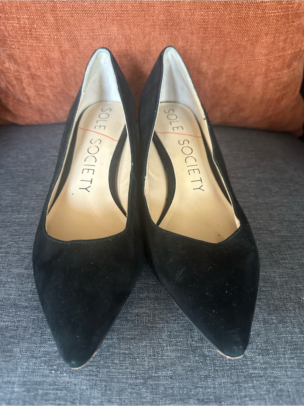 Sole Society Black Suede Pointed Pumps